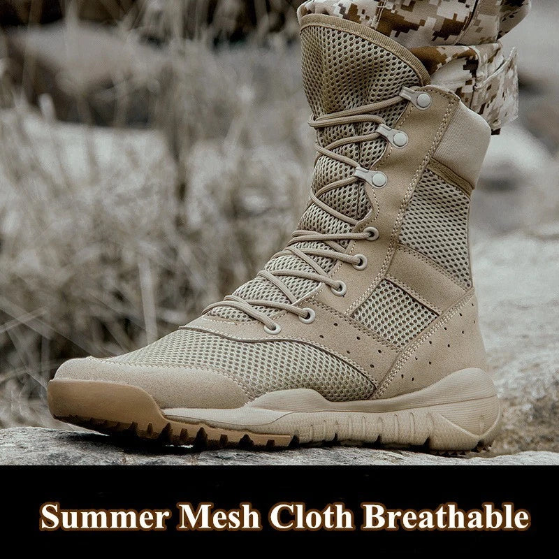 Summer Combat Boot Men Women Climbing Training Lightweight Waterproof Tactical Boots Outdoor Hiking Breathable Mesh Shoes - AMULET RING STORE