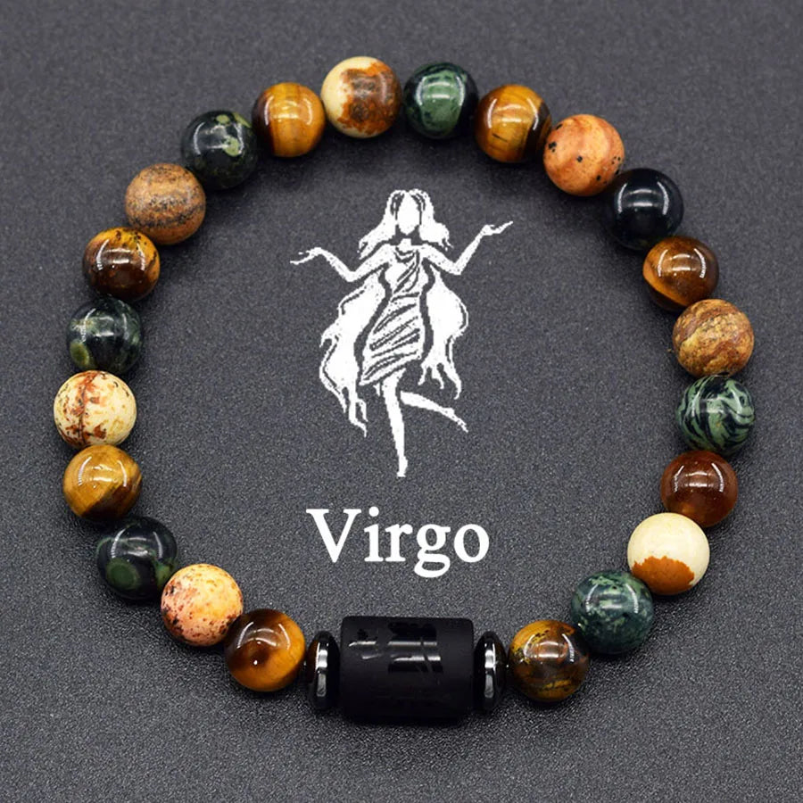 12 Zodiac Sign Bracelet Homme Constellation Bracelet for Men Aries Virgo Leo Libra Charm Bangle Women Friendship Jewelry on Hand