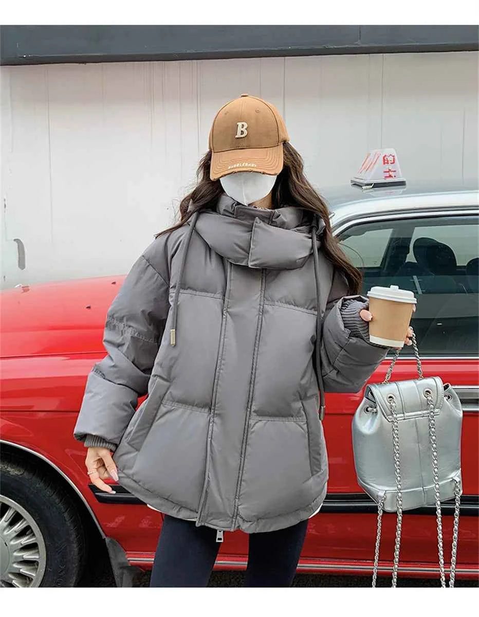 Women's Winter Warm Padded Jacket Coat 2025 New Down Cotton Hooded Solid Thick Parka Waterproof Puffy Korean Fashion Outdoor