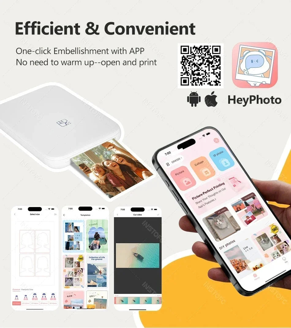 New! MT53 Color Photo Wifi Printer Portable Mobile Phone Mini Bluetooth Handheld Pocket Printing Machine 2x3 inch Sticky-Backed