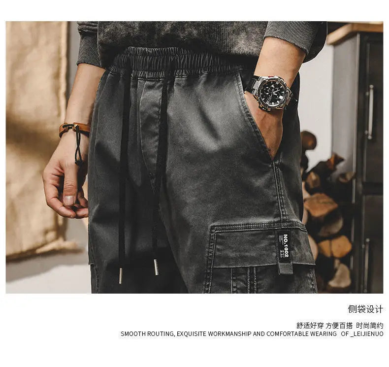 ARENS Techwear Cargo Pants Men Black Cargo Trousers Male Vintage Japanese Streetwear Hip Hop Pockets Casual Safari Style Loose