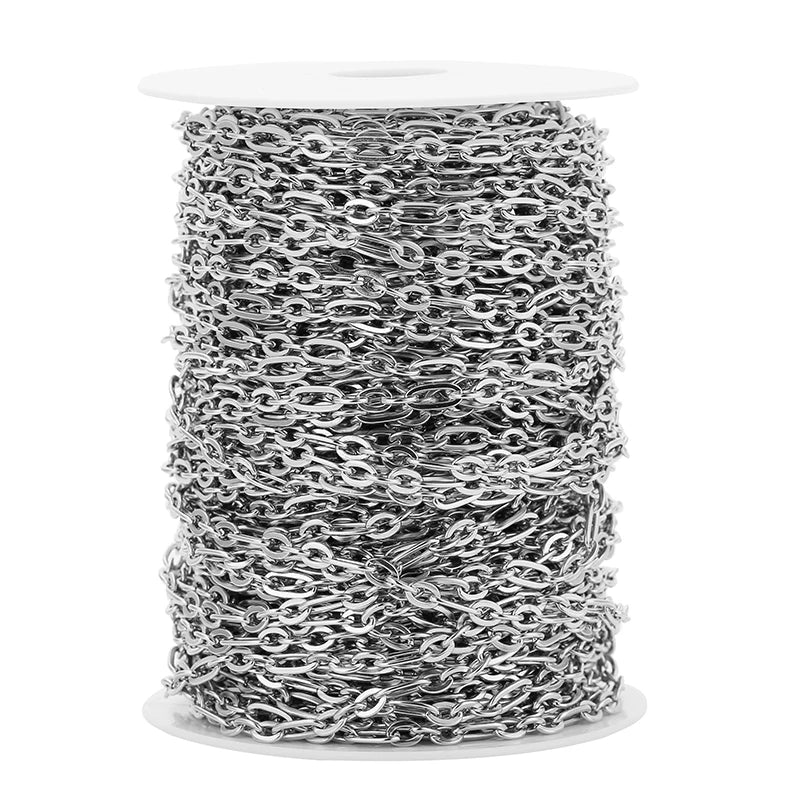 1M Heavy Chunky Hip Hop Chain Stainless Steel Frosted Oval Link Chains for DIY Men Jewelry Making Punk Necklace Bracelet Chain - AMULET RING STORE