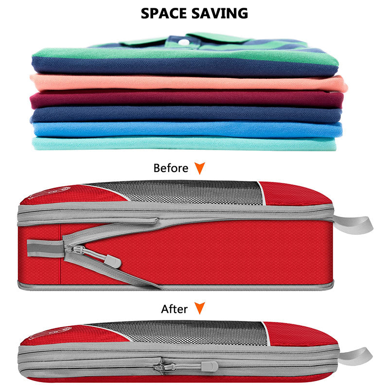 3/6PCS Compressed Packing Cubes Travel Storage Set With Shoe Bag Mesh Visual Luggage Organizer Portable Lightweight Suitcase Bag - AMULET RING STORE