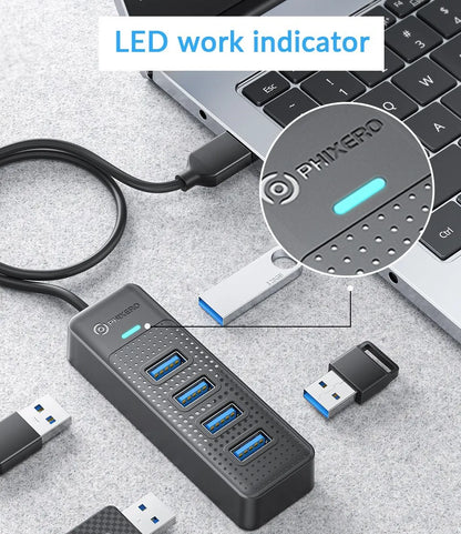 PHIXERO USB 3.0 Hub 2500Mbps Ethernet With RJ45 USB Splitter Multi Port Data Adapter Expander for Laptop Computer PC Accessories