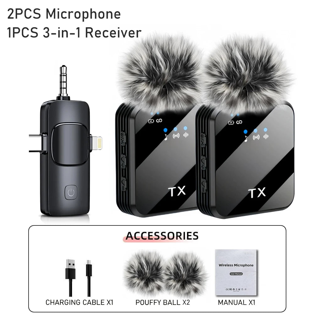 Wireless Lavalier Microphone for Camera,iPhone,Android,Microphone Reverb Sound Video Recording Podcast Noise Reduction Clip mic