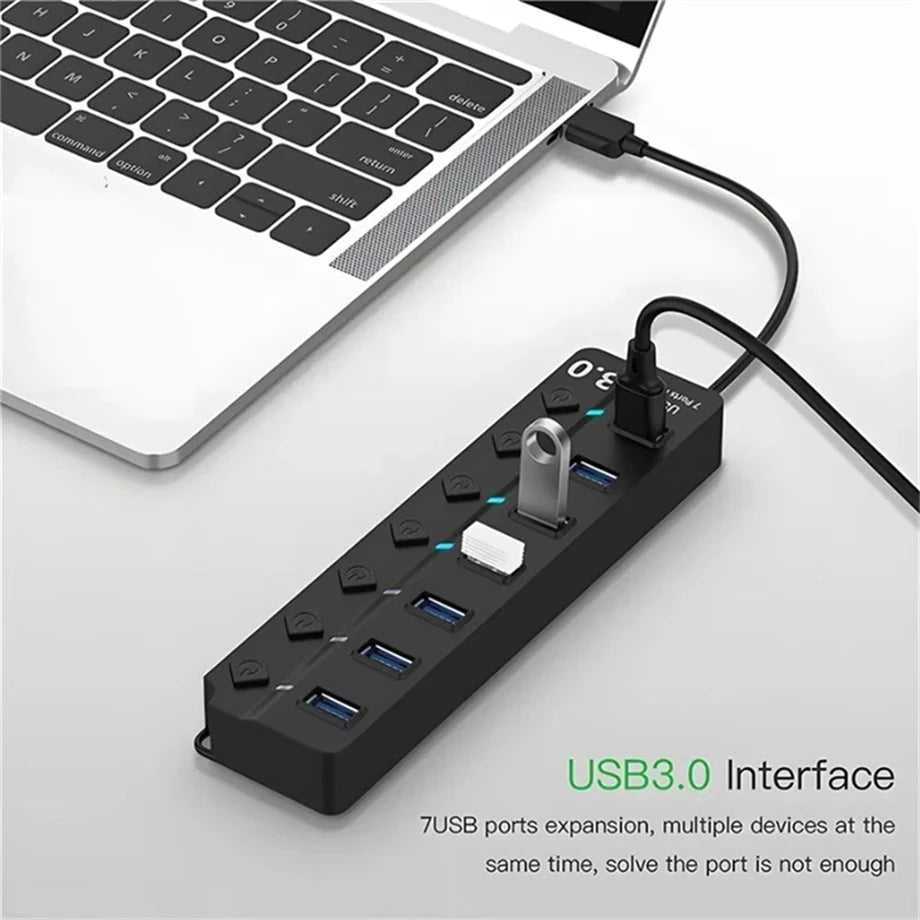 USB 3.0 Power Adapter 4/7 Port 5Gbps Multi USB Splitter Hub 2.0 USB Multiple Expander Switch 10CM Cable Hub Docking Stations