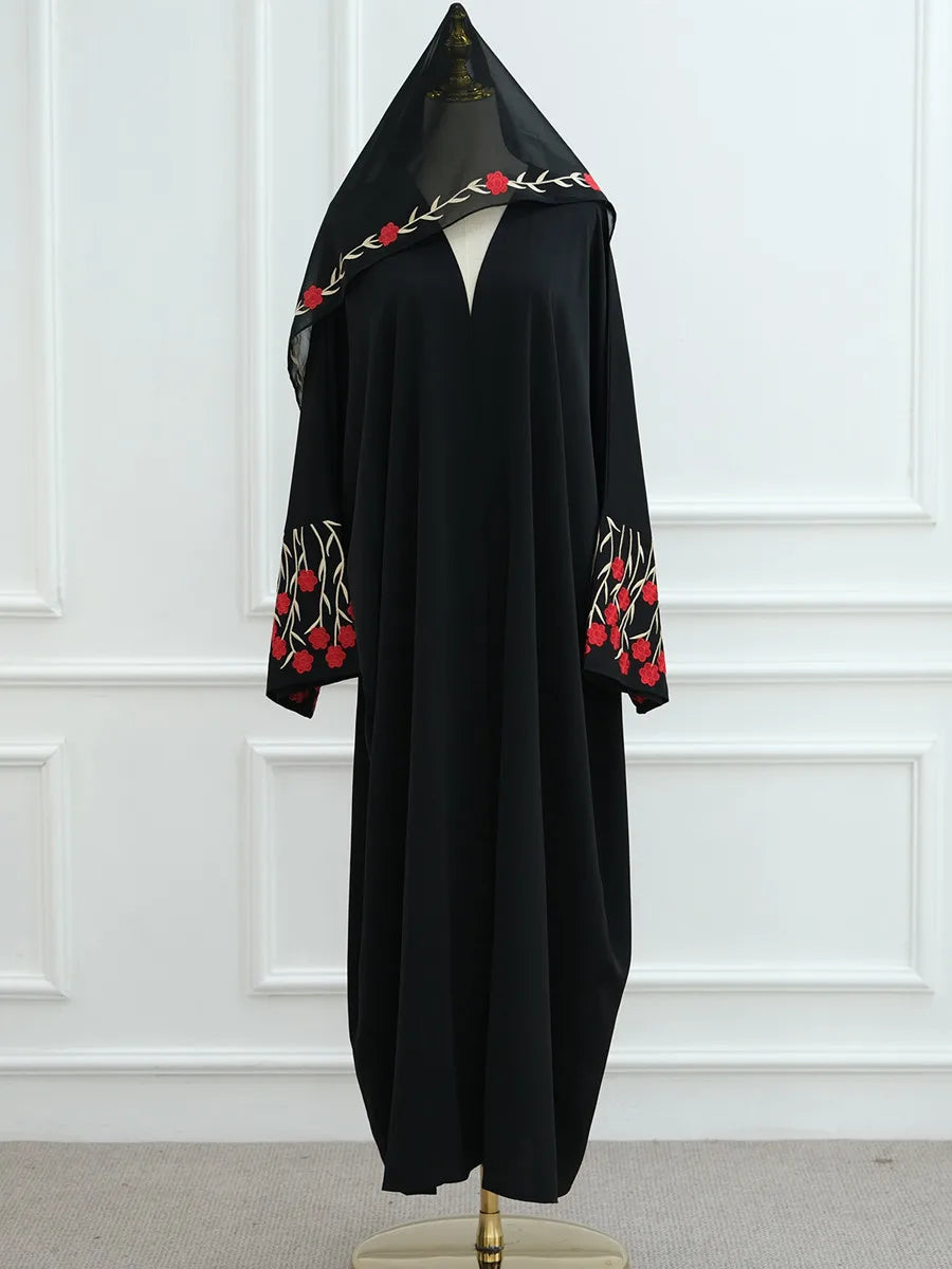 Muslim Women Dubai Abaya luxury embroidery Floral Long Dress Kaftan Flower Ramadan Robe Femme Islam African Dresses Kebaya - AMULET RING STORE