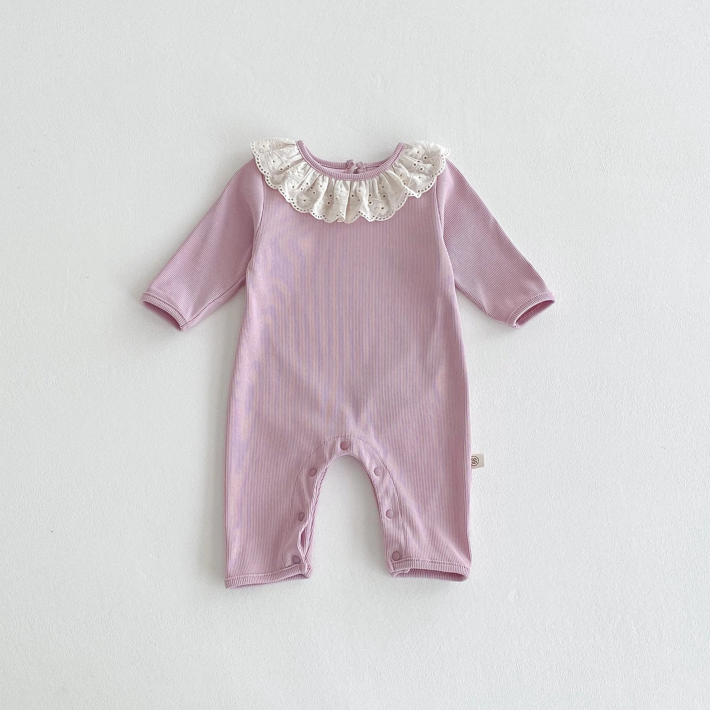 Spring and Autumn Baby Girl Solid Color Cute Doll Collar Long Sleeve Jumpsuit Baby Girl Autumn Jumpsuit - AMULET RING STORE