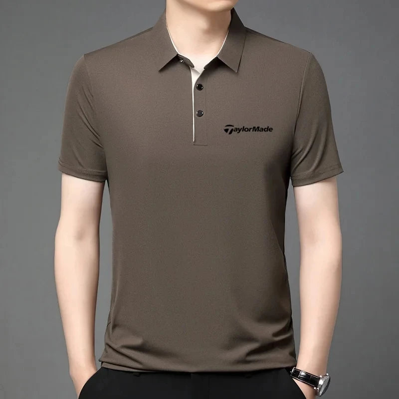Fashionable Classic Men's Summer New Golf Collar Business Leisure Style Luxury Brand Letter Printed High end Leisure T-shirt
