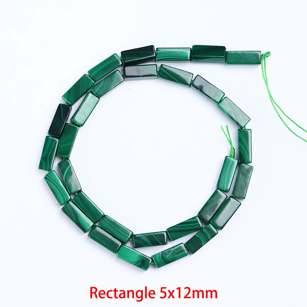 Hot Sell Natural Malachite Beads Rice Tubular Column Cuboid Shape Loose Beads for Jewelry Making DIY Bracelet Accessories - AMULET RING STORE