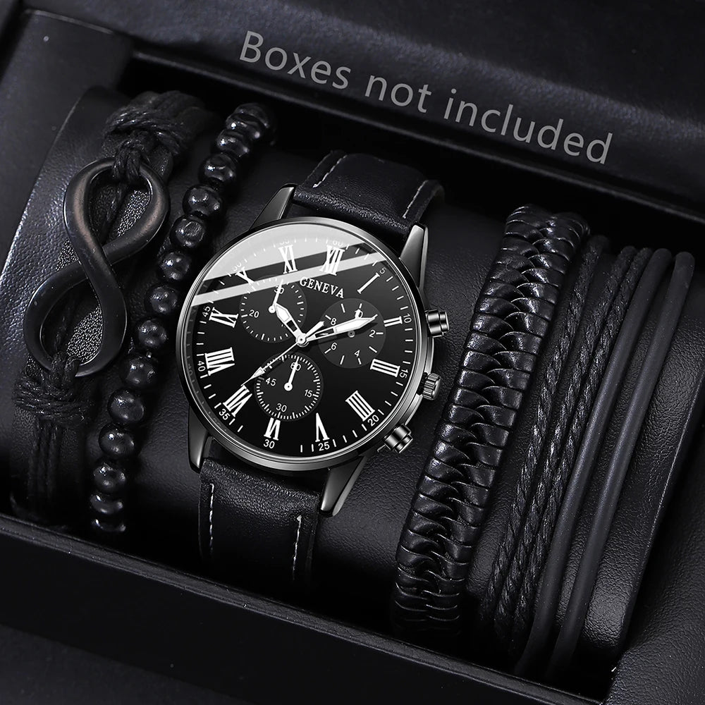 New Hip Hop Mens Fashion Watches Luxury Male Clock Wristwatch Sport MensWrist Watch Bracelet Set Relogio Masculino - AMULET RING STORE