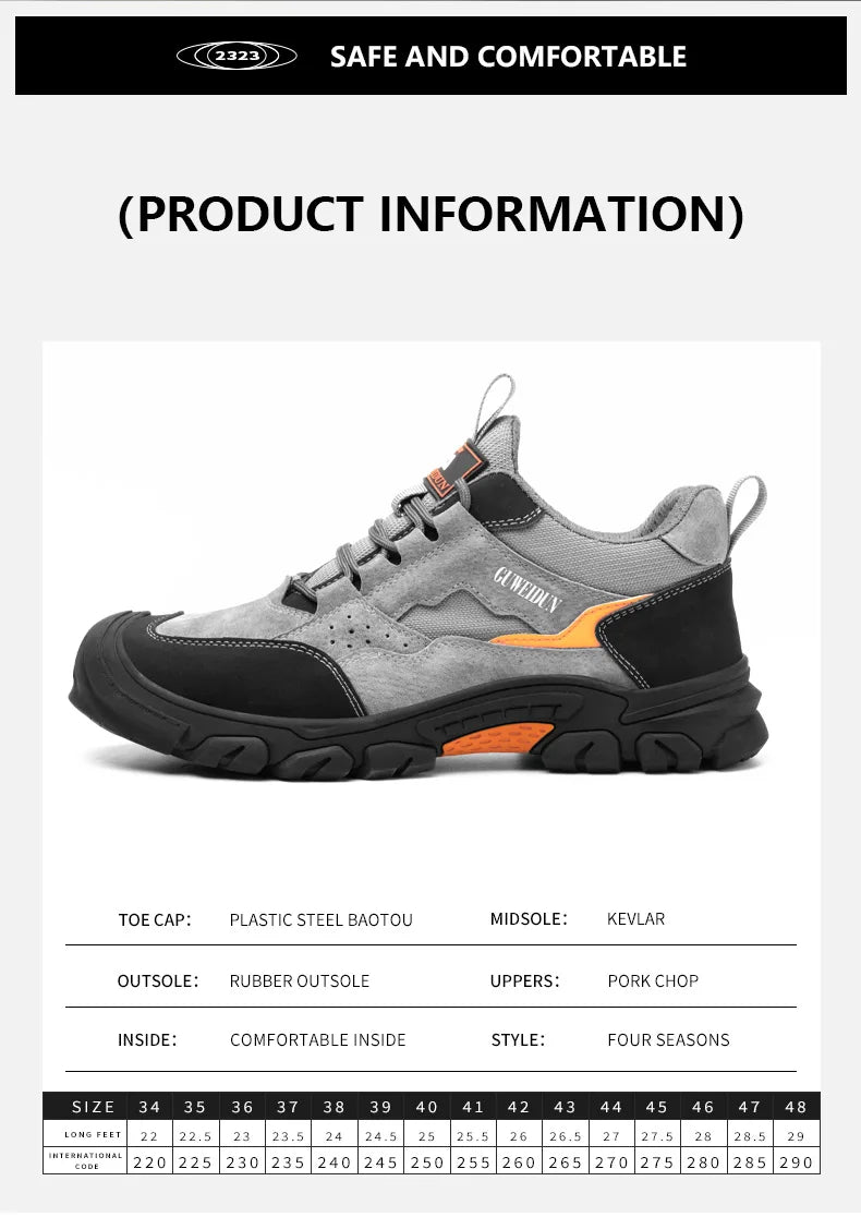 Men Safety Work Shoes Plastic Toe Safety Boots Fashion Lightweight Comfort Working Sneakers Anti-puncture Indestructible Shoes - AMULET RING STORE