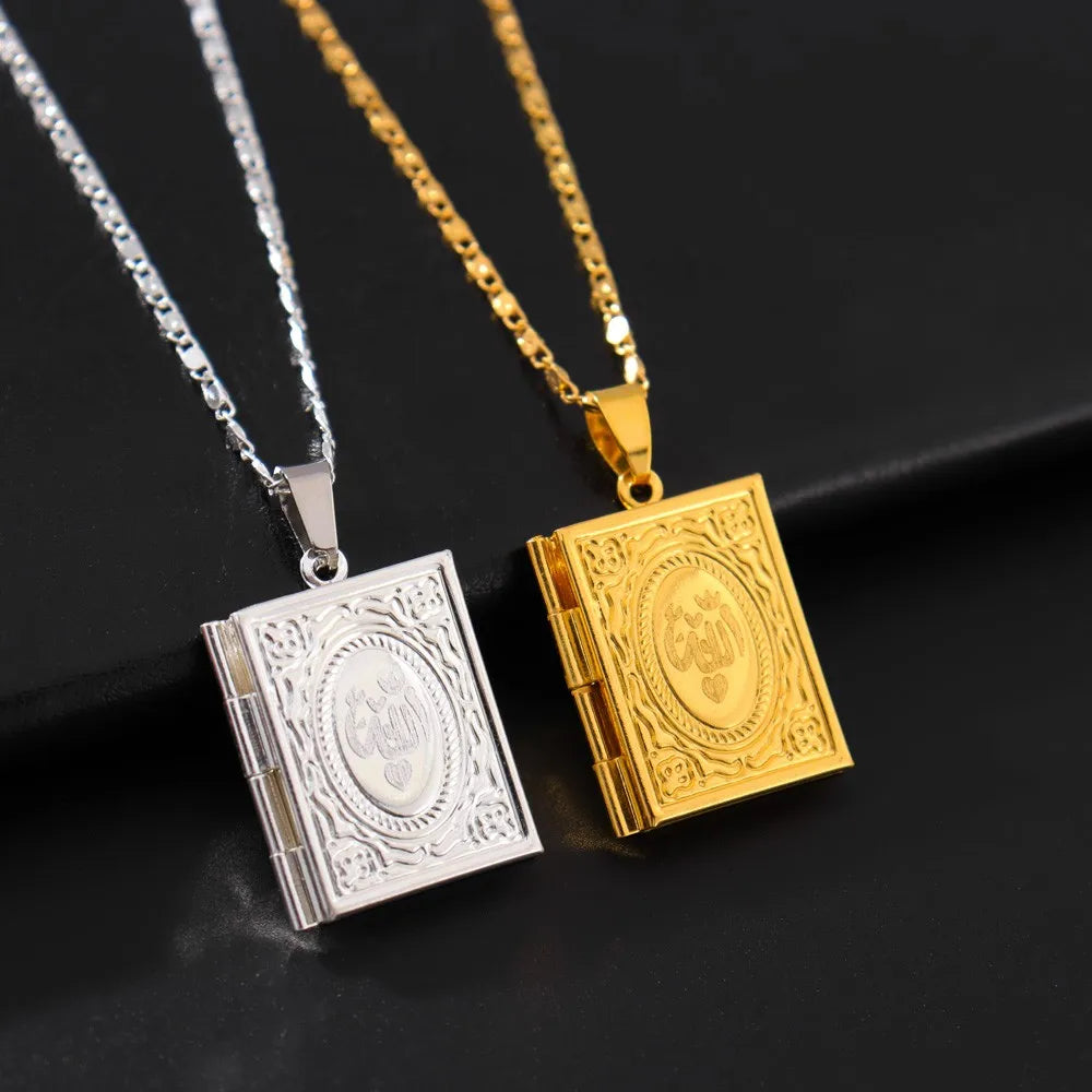 Piece of Islamic Allah Quran Photo Frame Men's and Women's Pendant Necklace AMULET RING STORE