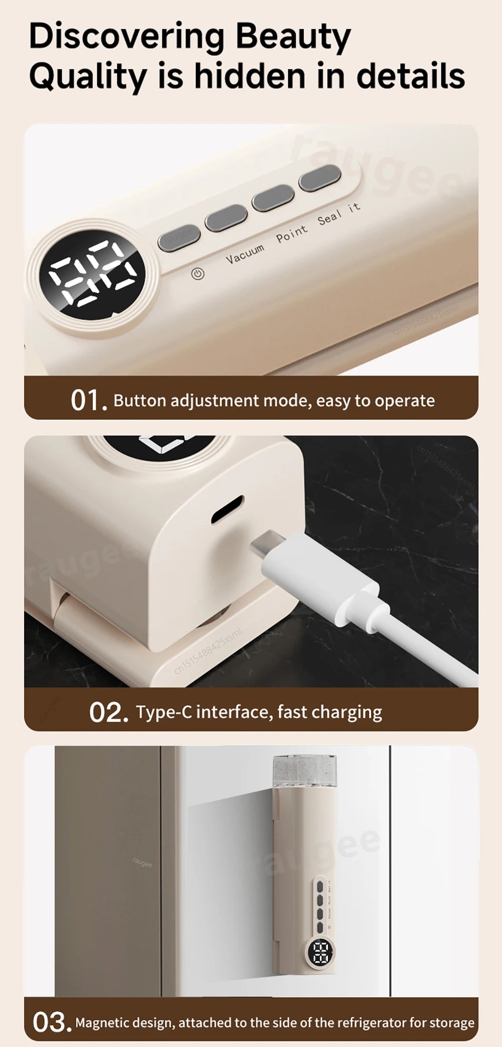 Vacuum Sealer Mini Wireless Food Vacuum Sealing Machine USB Rechargeable Automatic Plastic Bags Sealer For Household Use - AMULET RING STORE