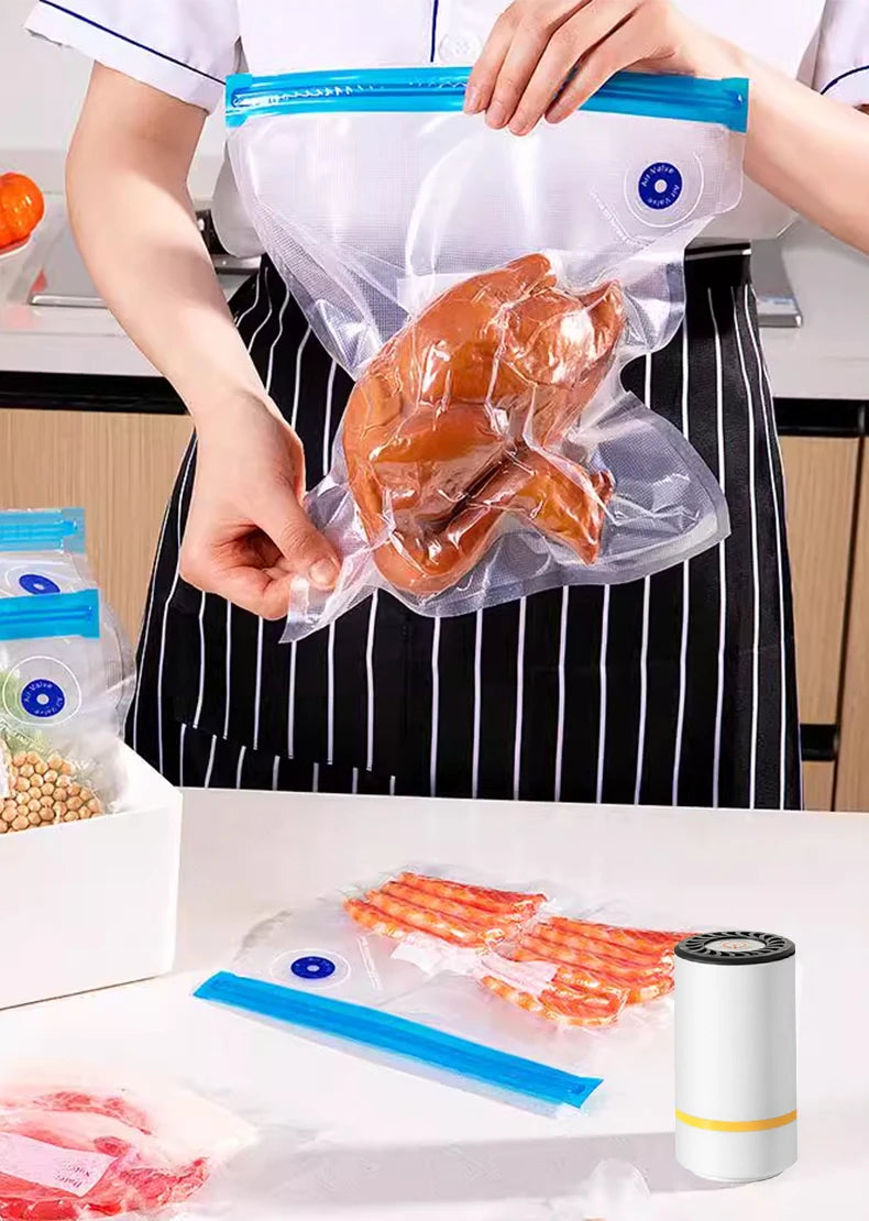 high-quality food handheld vacuum sealer Portable & Rechargeable Vacuum Sealer (Vacuum Sealers+ 30 reusable vacuum seal bags - AMULET RING STORE