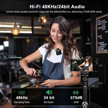 3in1 Wireless Lavalier Microphone for Camera,iPhone,Android,Microphone for Video Recording Recording Podcast Noise Reduction Mic