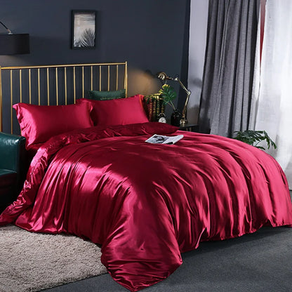 Silky Bedding Duvet Cover Super Soft Solid Home Comforter Cover with Zipper Closure, 2/3pcs Envelop Pillowcase