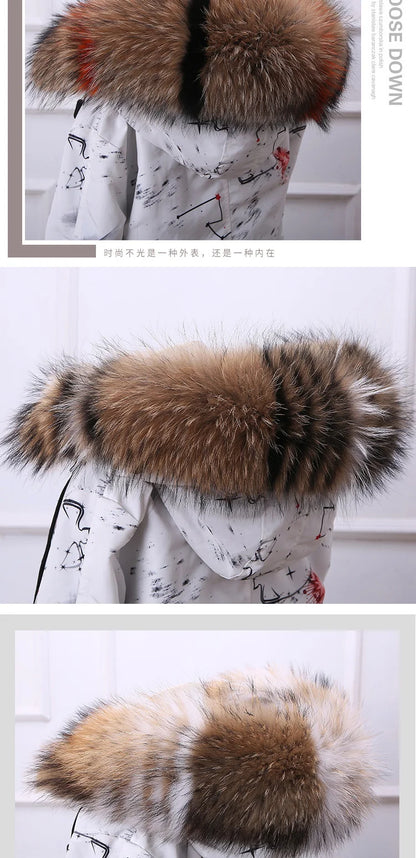 Raccoon Fur Collar 100% Real Fur Fashion Scarves For Ladies Neck Warmer Women Winter Natural Fur Scarf Decor White Fur Scarf