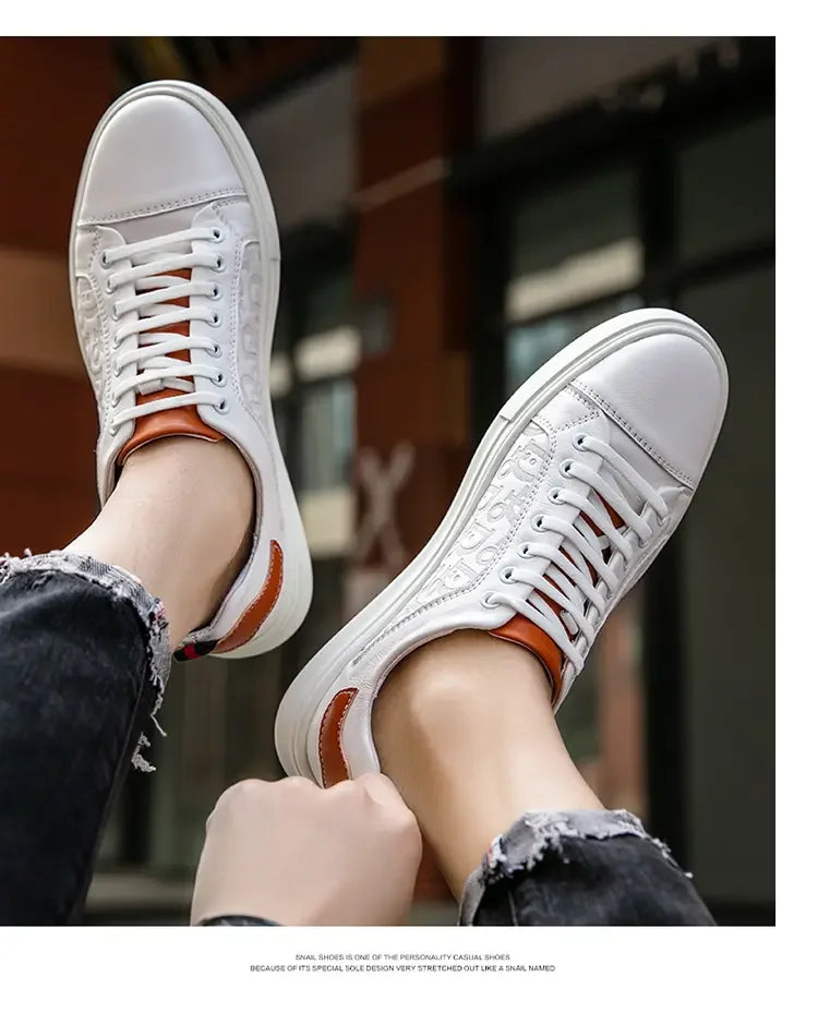 Leisure Shoes 2025 New Wear-resistant Fashion Shoes Anti-slip Anti-odor Leather Sports Thick Soles All Match Street Men's Shoes - AMULET RING STORE