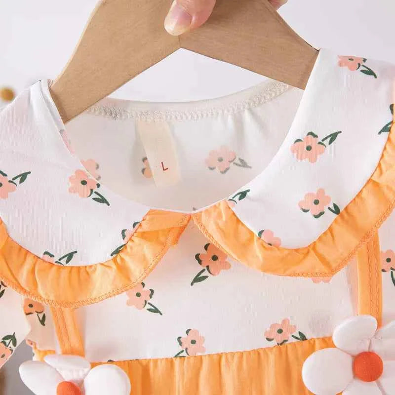 (0-3 Years) Cute Summer Baby Girls Dress Short Sleeve Flower Child Dress Peter Pan Collar Cool Princess Dress