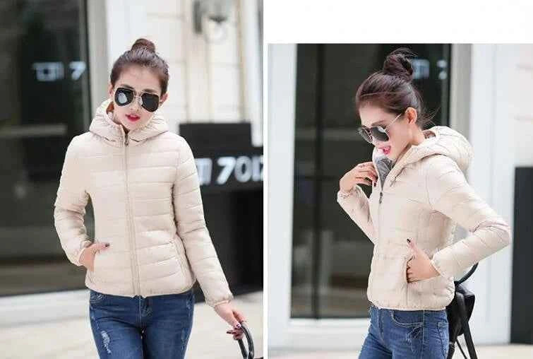 Down Jacket for Women Trend Korean Style Ultra Light Hit Hooded Coat Coats Lightweight Padded Puffer Jackets Female Winter 2025