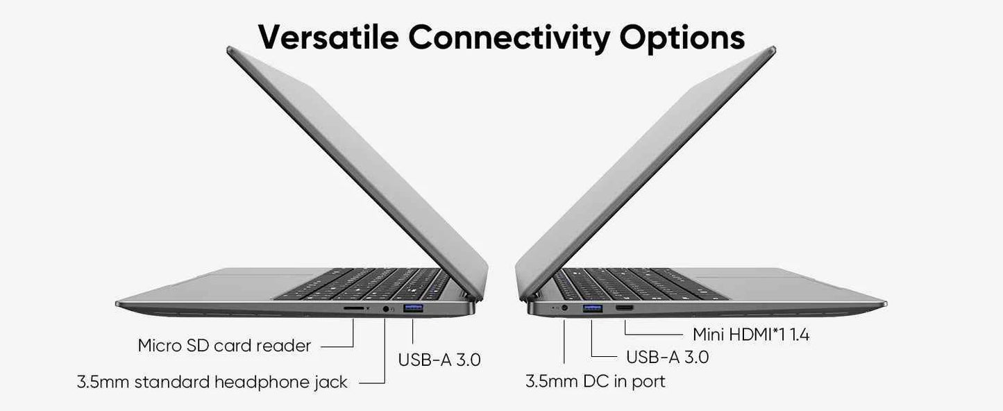 15.6 "Thin & Portable Laptop Computer Intel Celeron N4000 8GB RAM 256GB SSD FHD 1920x1080 16:9 Display For Work And Study
