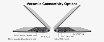 15.6 "Thin & Portable Laptop Computer Intel Celeron N4000 8GB RAM 256GB SSD FHD 1920x1080 16:9 Display For Work And Study