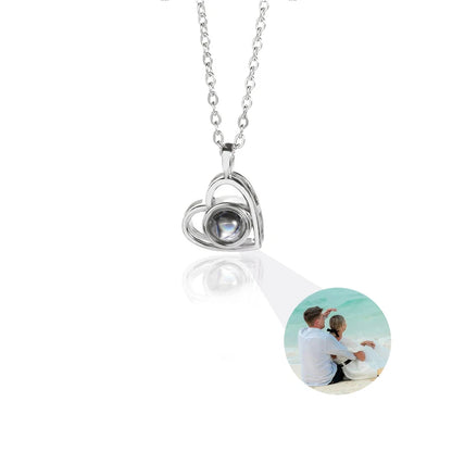 Custom Photo Necklace Personalized Picture Projection Necklace Rose Flower Projective Pendant Necklace Memorial Gifts For Women