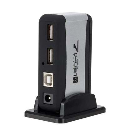 Vertical 7-Port USB 2.0 Hub Multi USB Splitter with Power Adapter PC Accessories