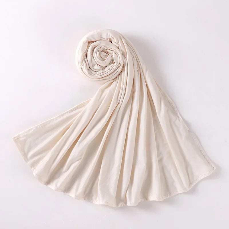 Newest Milk Silk Jersey Hijabs for Women Soft Warm Muslim Woman Turban Hoofddoek Headscarf Good Stitch Stretch Jesey HIjab Scarf - AMULET RING STORE