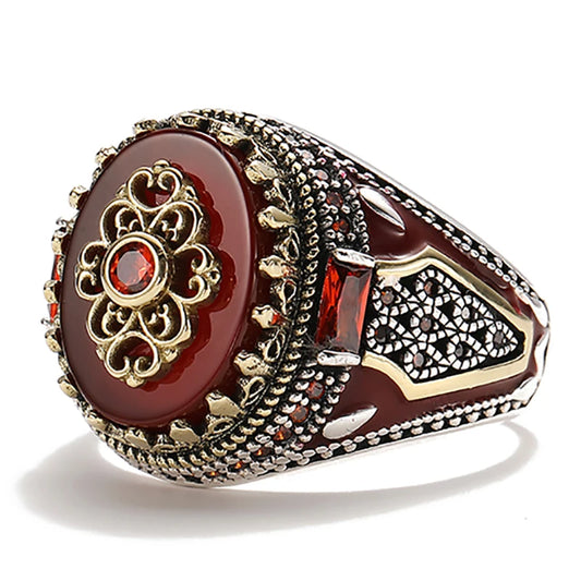 Punk Hip Hop Red Zircon Ring for Men and Women