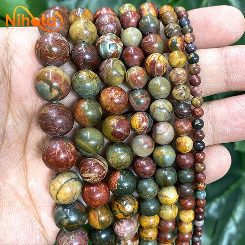 Natural Stone Beads Round Agates Turquoises Amazonite Quartz Lava Tiger Eye Beads