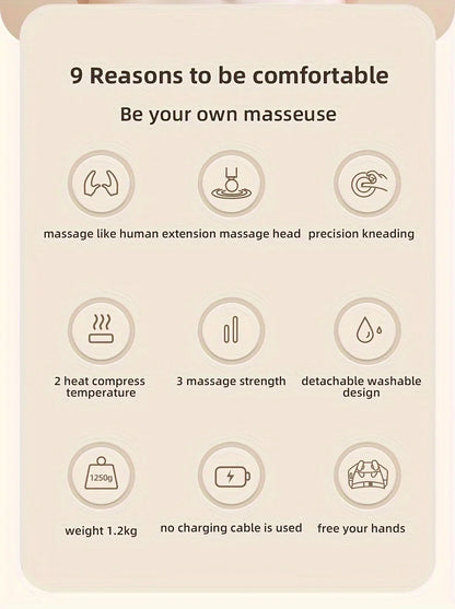 Shoulder and neck massager, capable of deep hot compress, finger pressure wireless massage shawl, electric kneading massager