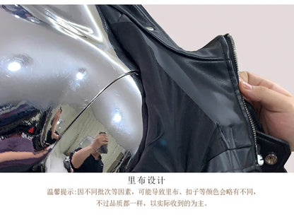 Mauroicardi Spring Autumn Cool Black Cropped Faux Leather Jacket Men Rivet Long Sleeve Zip Up Luxury Punk Style Emo Clothes 2025