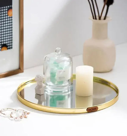 New Light Luxury Mirror StorageTray Home Decoration Desktop Storage Tray Multilateral Geometric Tray Living Room Accessories - AMULET RING STORE