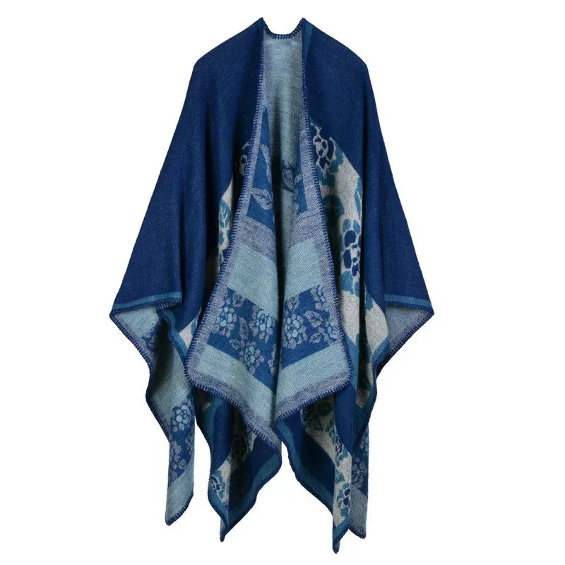 Winter Fashion Poncho Women Capes Scarf Imitation Cashmere Ladies Scarves Warm Shawls Wraps Woman Ponchos Bufanda Mujer Foulard