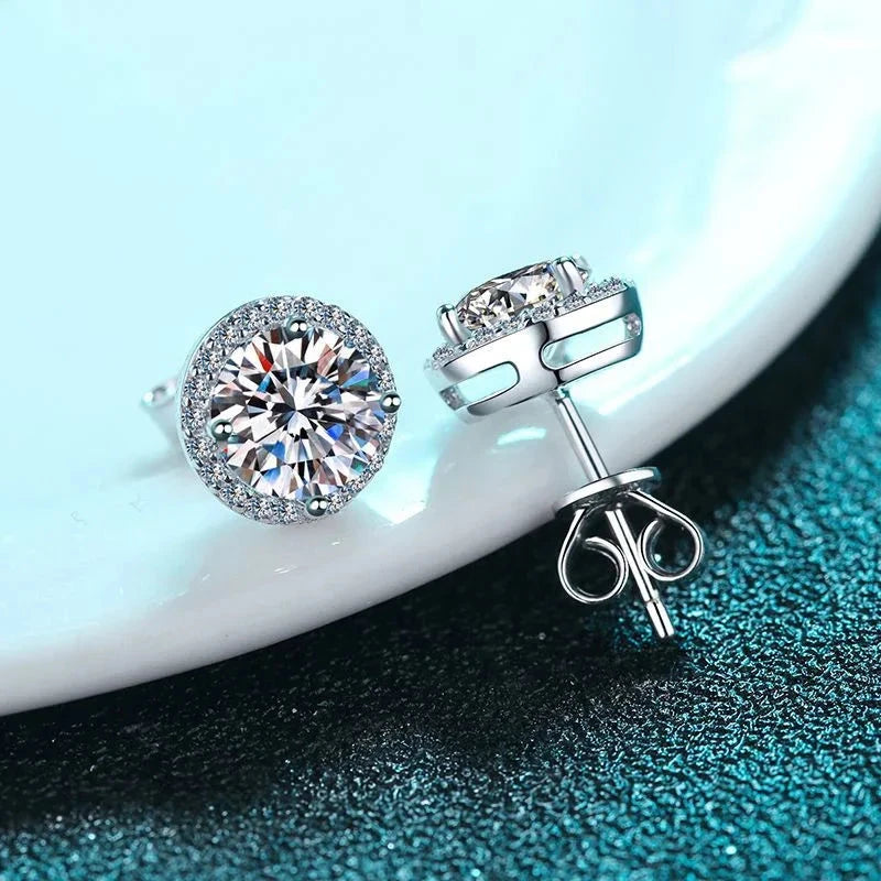 NeeTim Moissanite Stud Earrings for Women S925 Sterling Silver White Gold Plated Diamond Earring Ear Studs Wedding Fine Jewelry - AMULET RING STORE