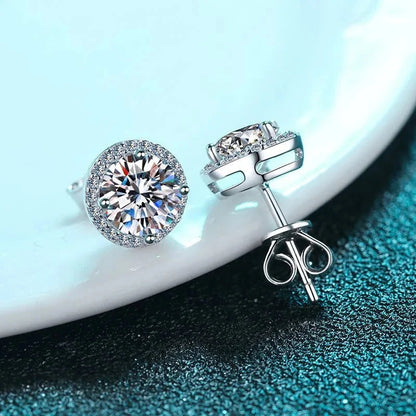 NeeTim Moissanite Stud Earrings for Women S925 Sterling Silver White Gold Plated Diamond Earring Ear Studs Wedding Fine Jewelry - AMULET RING STORE
