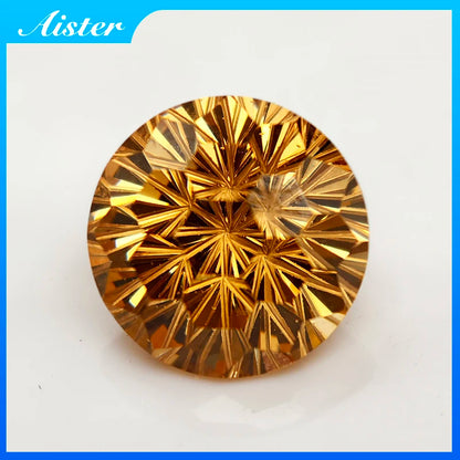 New Champagne 5.0-12.0mm Round Pyrotechnic Cut Cubic Zirconia Stones Loose Gemstone for Jewelry Making - AMULET RING STORE