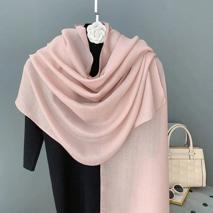 New Solid Cotton Scarf for Women Winter Warm Tassel Linen Pashmina Scarves Hijab Lady Foulard Shawls Wraps Female Bandana
