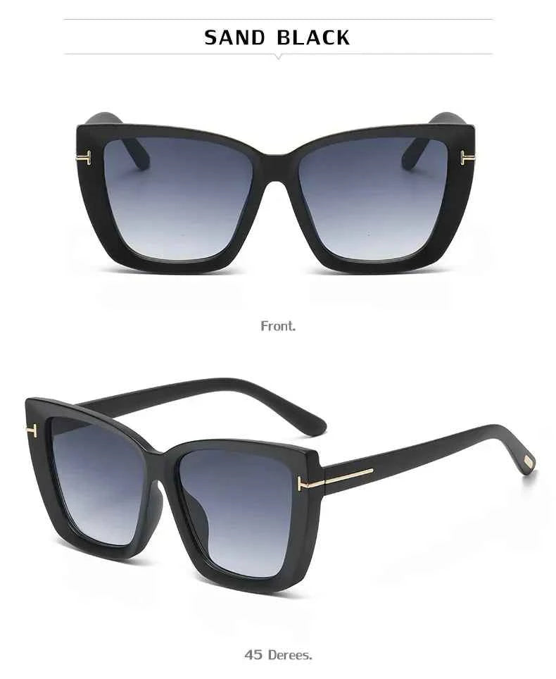 New Square Designer Cat Eye Sunglasses Women Vintage High Quality Sun Glasses Fashion Big Frame Cool Sexy Female Oculos