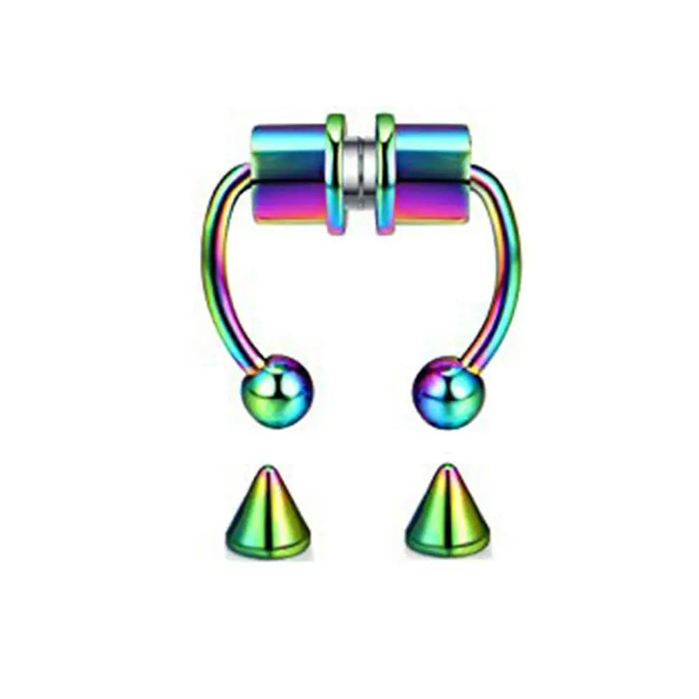 Fake Nose Piercing Septum Hoop Nose Clip HipHoop Rock Steel Magnet Nose Punk Body Jewelry For Unisex High-end - AMULET RING STORE