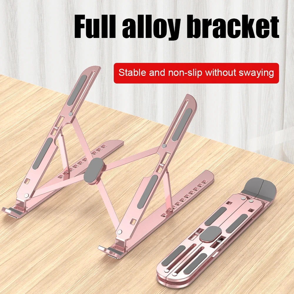 Aluminum Alloy Laptop Holder Stand Adjustable Foldable Portable for Notebook Computer Bracket Lifting Cooling Holder Non-slip - AMULET RING STORE
