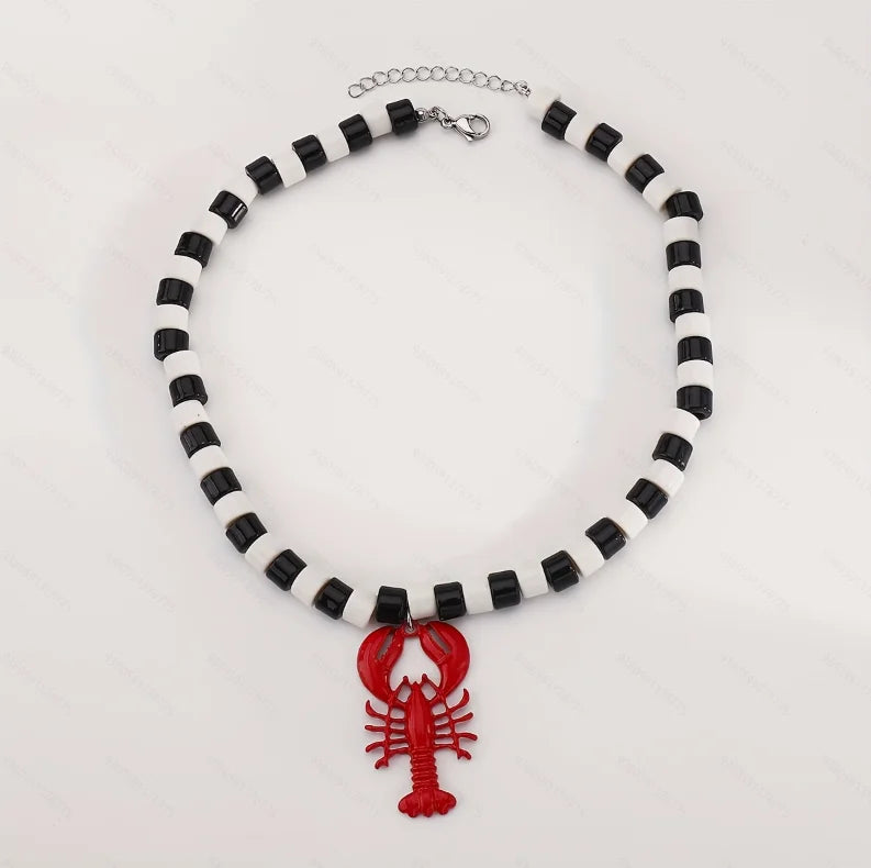2025 New ZAA Lobster Bead Necklace Handmade Crystal Beaded Enamel Jewelry Simple Pendant Necklace Women Beach Vacation Accessory - AMULET RING STORE