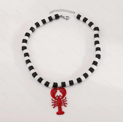 2025 New ZAA Lobster Bead Necklace Handmade Crystal Beaded Enamel Jewelry Simple Pendant Necklace Women Beach Vacation Accessory - AMULET RING STORE