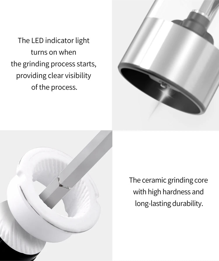 Electric Salt And Pepper Grinder With Adjustable Coarseness Refillable Mills Battery Powered Pepper Grinder Kitchen Gadget Tool - AMULET RING STORE