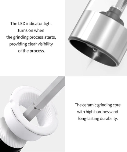 Electric Salt And Pepper Grinder With Adjustable Coarseness Refillable Mills Battery Powered Pepper Grinder Kitchen Gadget Tool - AMULET RING STORE