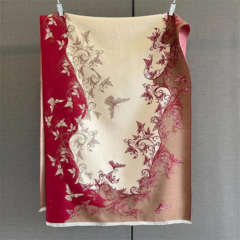 2025 Winter Warm Cashmere Scarf for Women Luxury Print Pashmina Shawl Wrap Neckerchief Female Bufanda Echarpe Design Headband - AMULET RING STORE