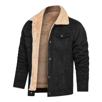 Winter Men's Outdoor Parkas Jacket with Fleece Lining and Multiple Pockets Wool/Polyester