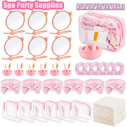 6-18 Sets Kids Pink Spa Party Supplies for Girls Makeup Sleepover Kit Spa Birthday Party Favors Supplies Gift for Children - AMULET RING STORE